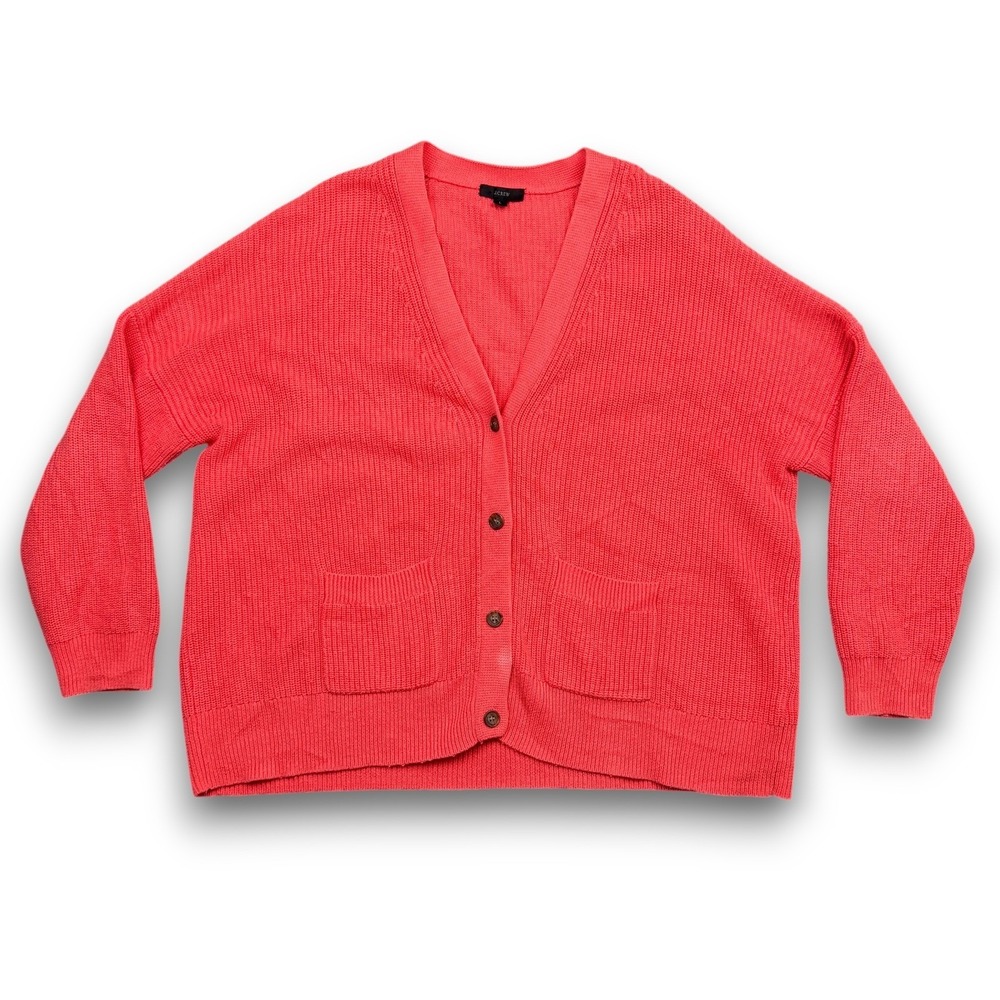 J.Crew Cardigan Womens L Pink Cashmere Blend Knit Button Pockets Re-Imagined
